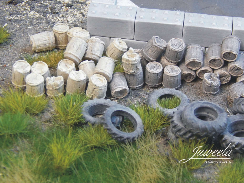 Alte Holzfässer hell und dunkel je 44 Stück Modell von Juweela 1:87