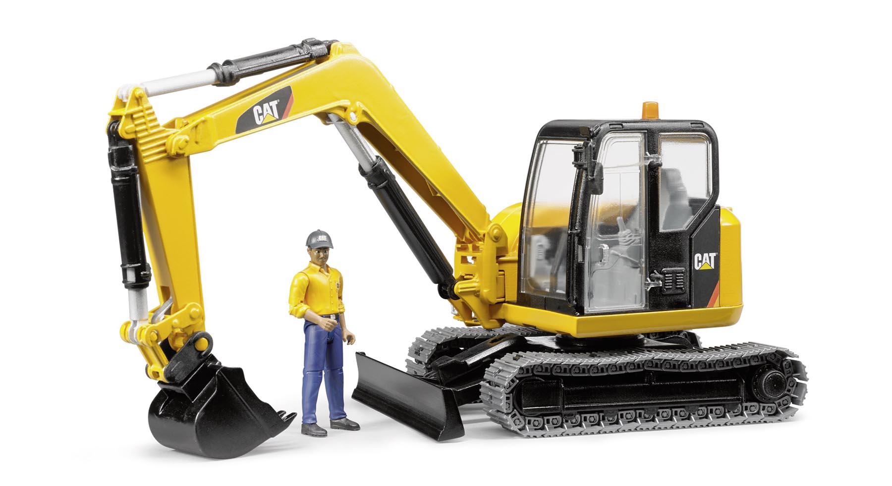 Cat Minibagger mit Bauarbeiter Modell von Bruder 1:16