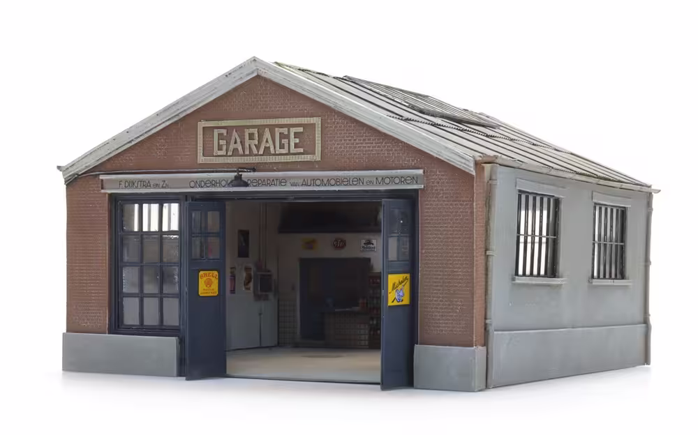 MA76445-1 Artikelname: Niederländische Garage mit Innenausstattung Originalhersteller:  von Artitec im Maßstab: 1:87 Hersteller-Nr: 10.474