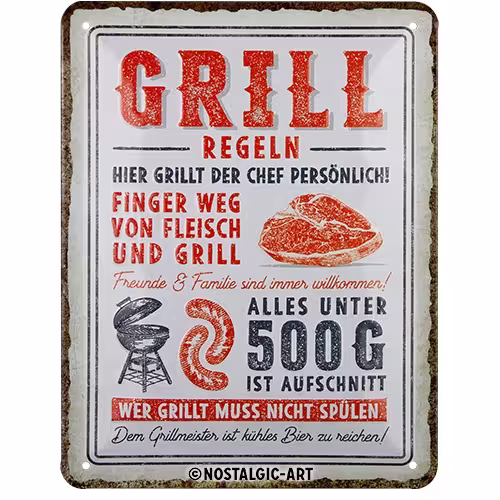 Blechschild Grill-Regeln 20 x 30 cm eilbote-onlineshop - Agrarfox
