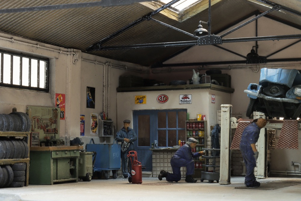 Niederländische Garage mit Innenausstattung Modell von Artitec 1:87
