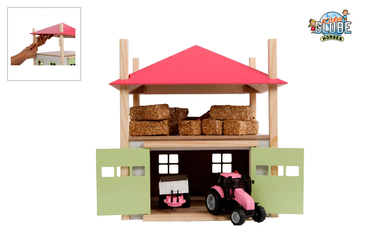 Offener Heuboden mit Abstellraum in pink. Abmessung 32 x 32 x 32,5 cm aus Holz.-1