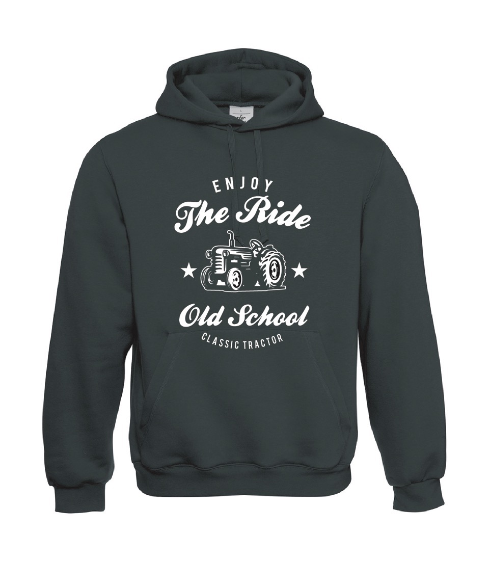 Kapuzenpullover (Hoodie) „Enjoy The Ride Old School“ (schwarz) Größe S