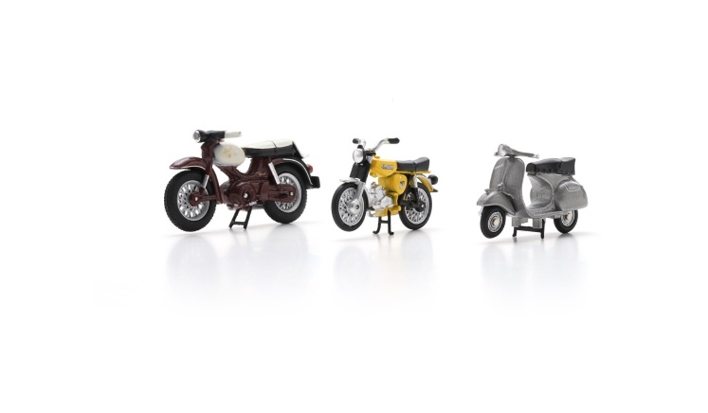 Motorräder-Set mit Kreidler Florett Super Vespa GS  und Simson S51 Modell von Schuco 1:43