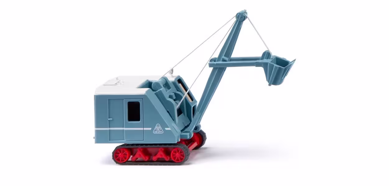 MA76461-1 Artikelname: Raupenseilbagger (Krupp Ardelt) - pastellblau Originalhersteller: Krupp von Wiking im Maßstab: 1:87 Hersteller-Nr: 066049