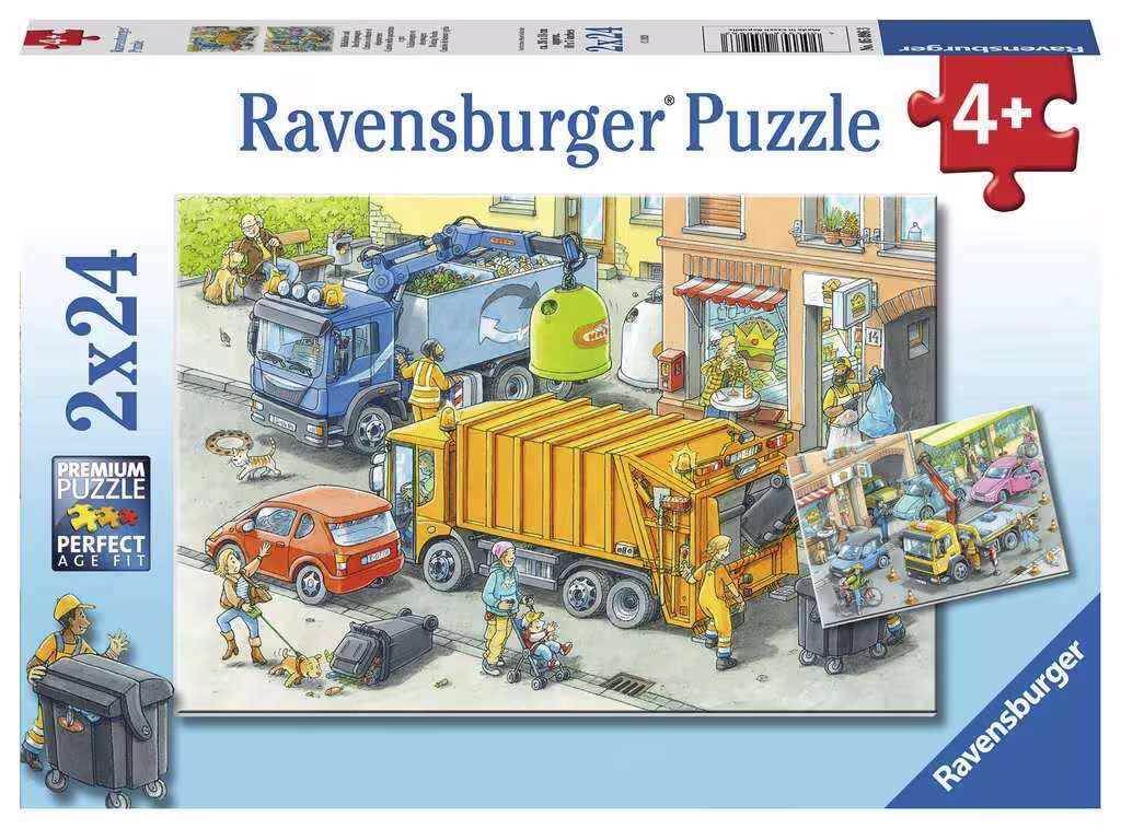 Müllabfuhr und Abschleppwagen Puzzle-1