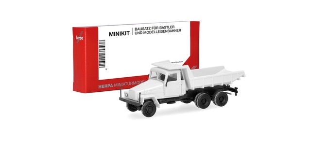 MiniKit IFA G5 Muldenkiper-LKW 3achs - weiß Modell von Herpa 1:87