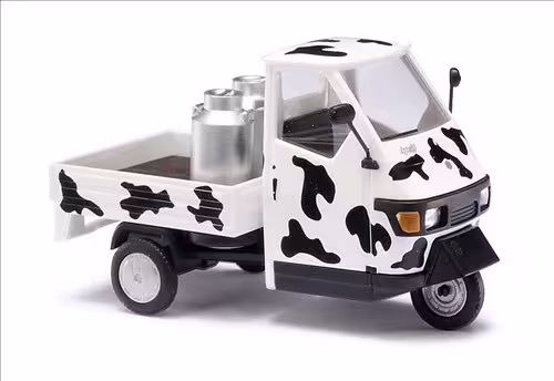 Piaggio Ape 50 mit Milchkannen Ladefläche aus Echtholz Modell von Busch 1:43 eilbote-onlineshop - Agrarfox