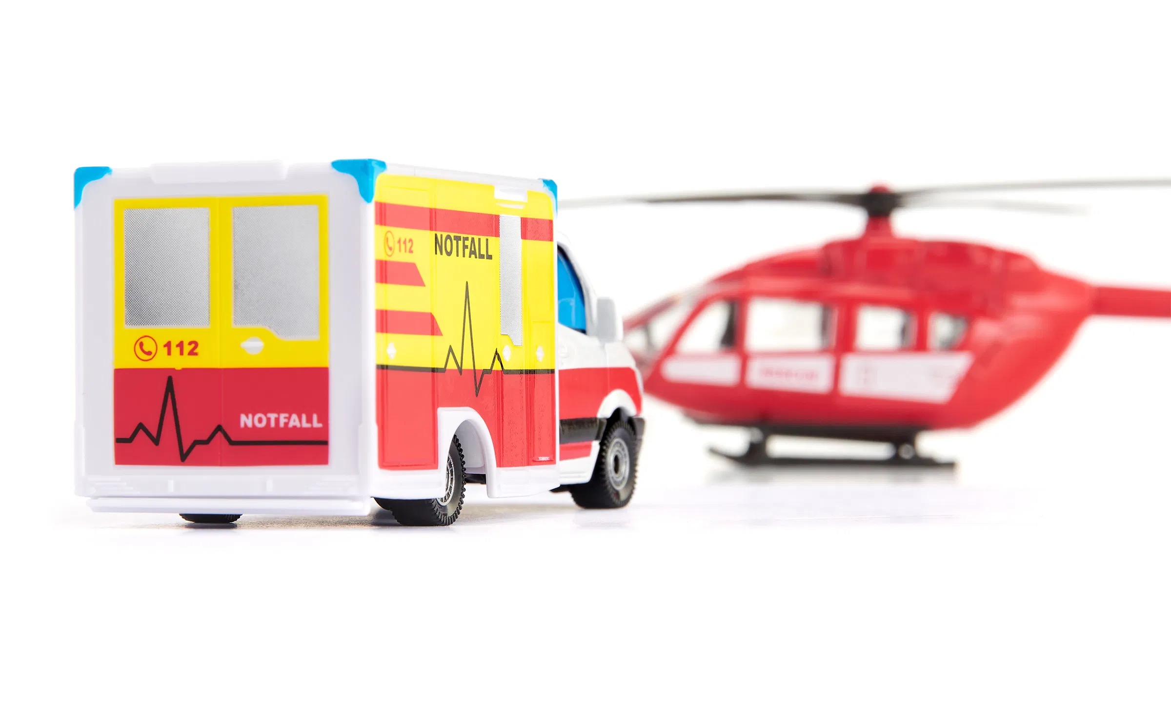 Mercedes-Benz Rettungswagen und Helikopter Modell von Siku 