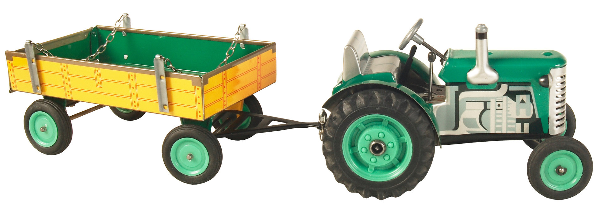 Zetor Traktor mit Anhänger grün - Plastik Felgen Modell von Kovap 1:25