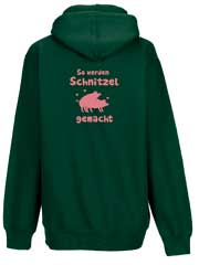 Kapuzenjacke „So werden Schnitzel gemacht“ (grün)