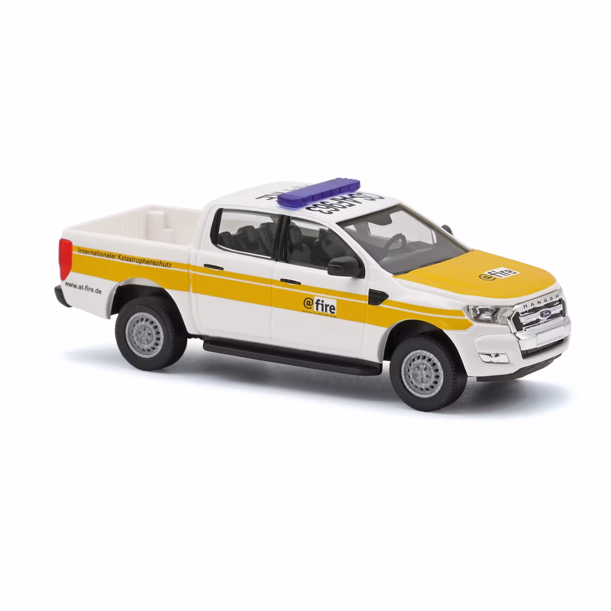 MA76370-1 Artikelname: Ford Ranger Pritsche, Fire, Internationaler Katastrophenschutz Originalhersteller: Ford Modelltyp: Ranger von Busch im Maßstab: 1:87 Hersteller-Nr: 52860