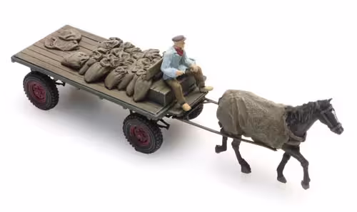 Kohlenwagen mit Fahrer und Pferd (Fertigmodell koloriert) Modell von Artitec 1:87 eilbote-onlineshop - Agrarfox