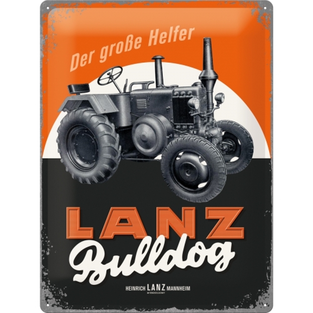 Blechschild Lanz Bulldog Der große Helfer 30 x 40 cm