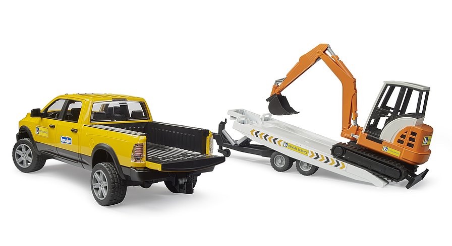 RAM 2500 Power Wagon Rental Service mit Anhänger und Minibagger