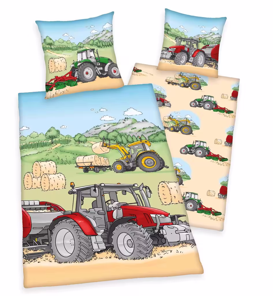 Traktor Flanell Bettwäsche 135 x 200 cm-1