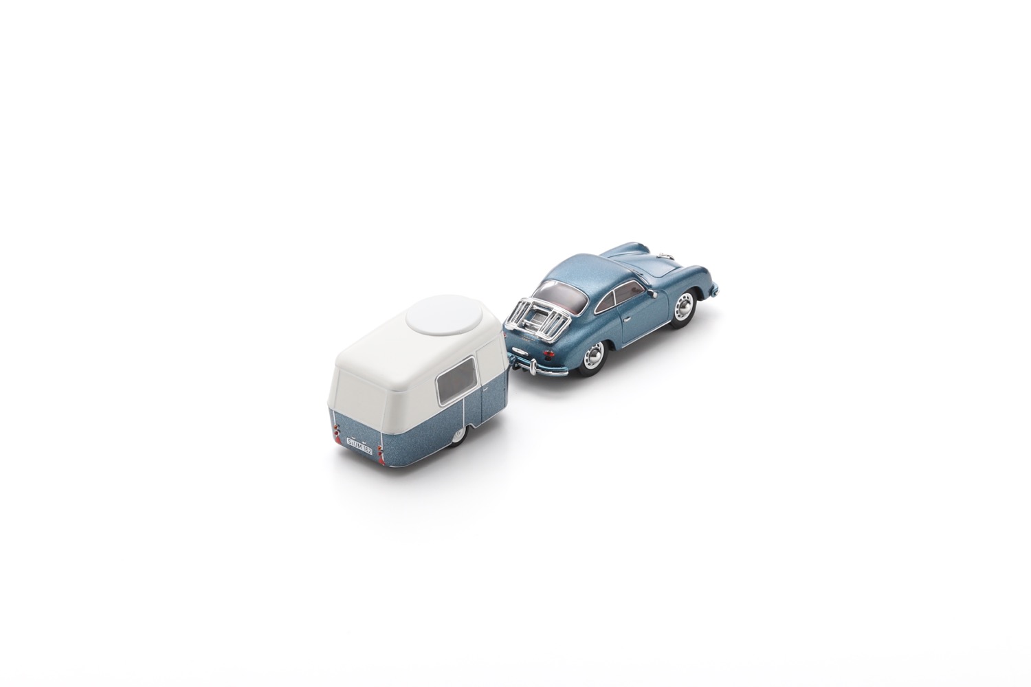 Porsche 365 Coupe mit Eriba Campingtrailer Modell von Schuco 1:18