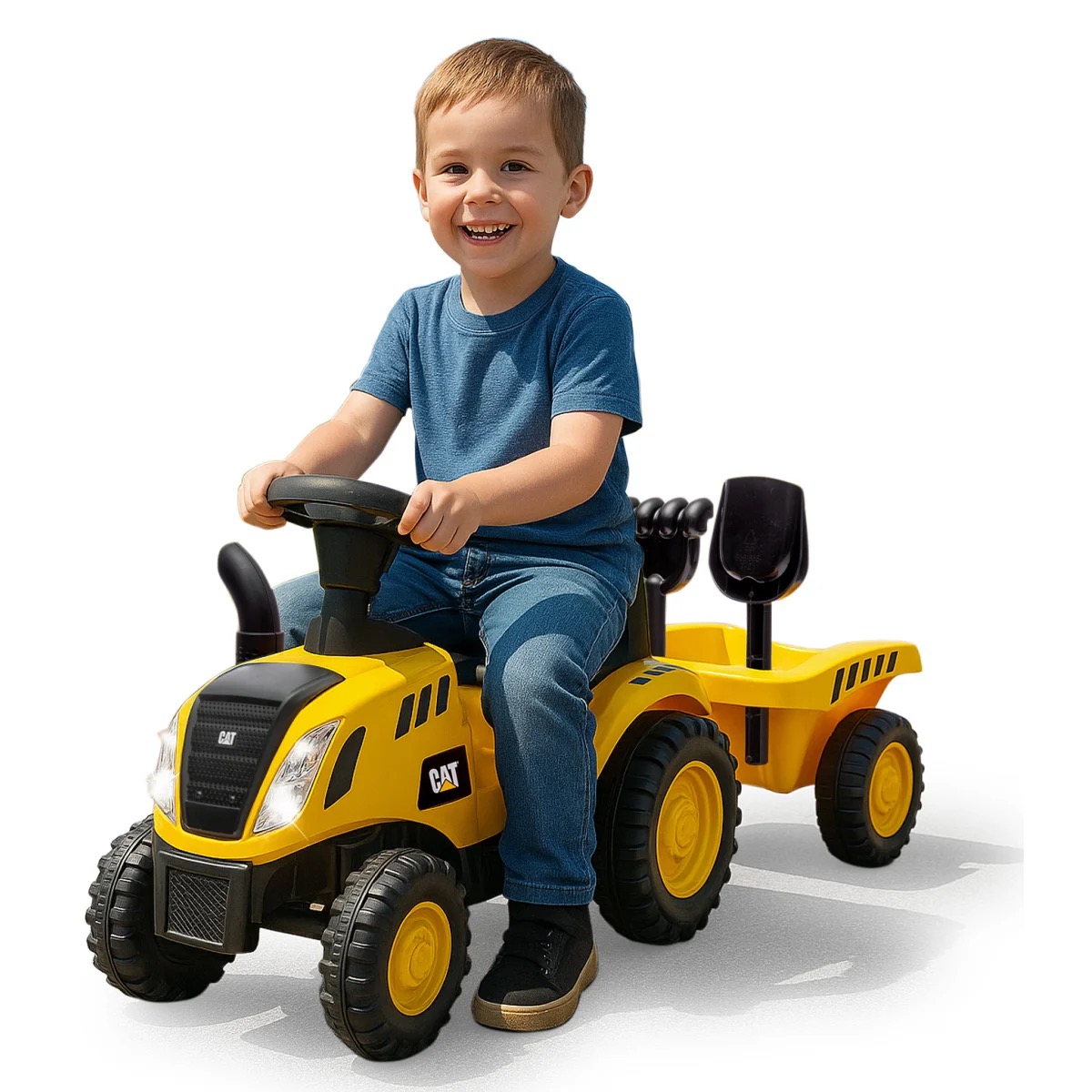 Caterpillar Traktor mit Anhänger gelb 2in1 Rutscher