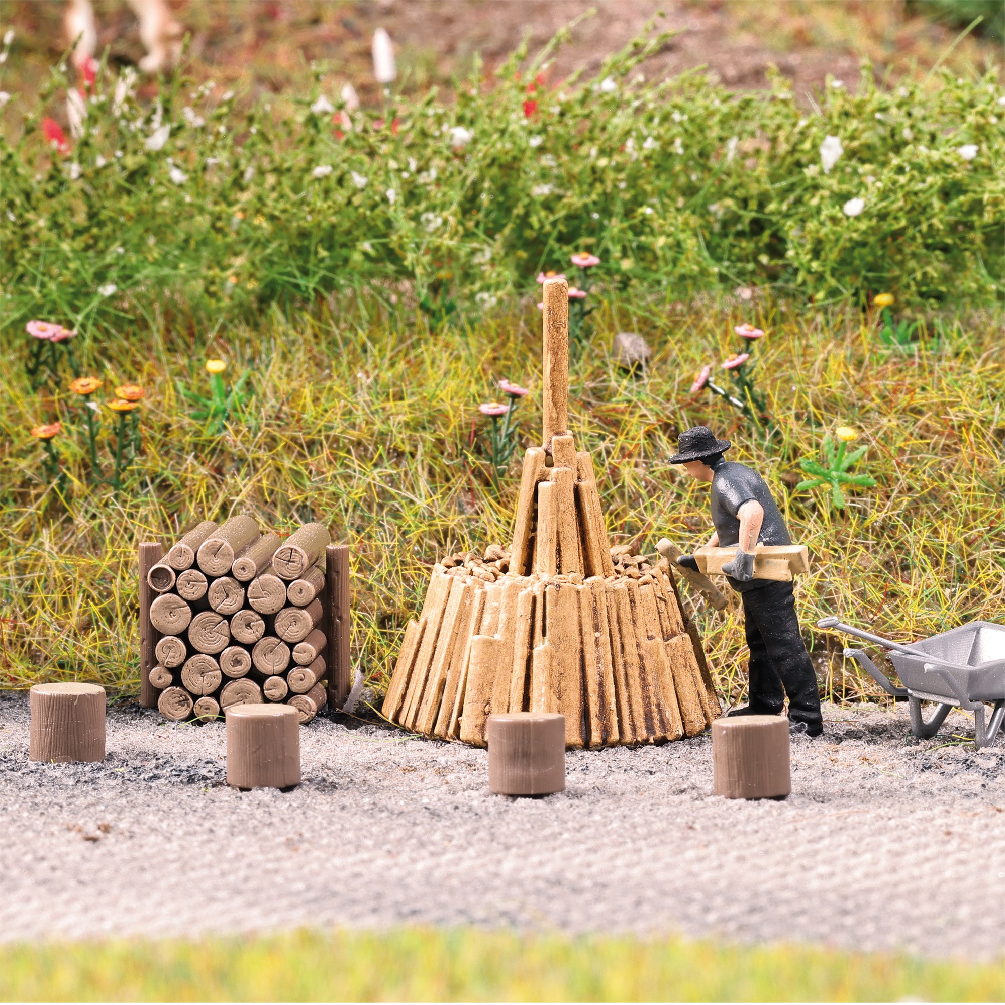 Action Set: Holz schichten Modell von Busch 1:87