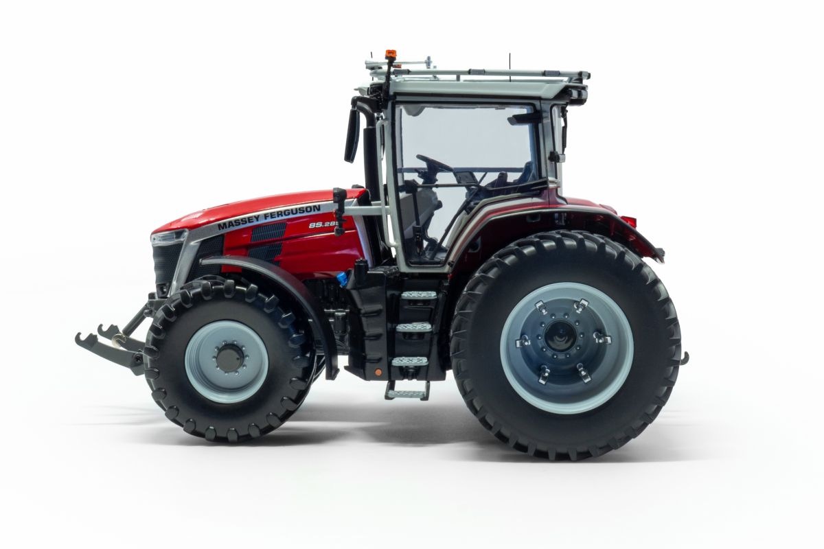 SET Massey Ferguson 8S.285 + Tractorbumper Sicherheitsfrontgewicht MF Design Modell von Universal Hobbies 1:32
