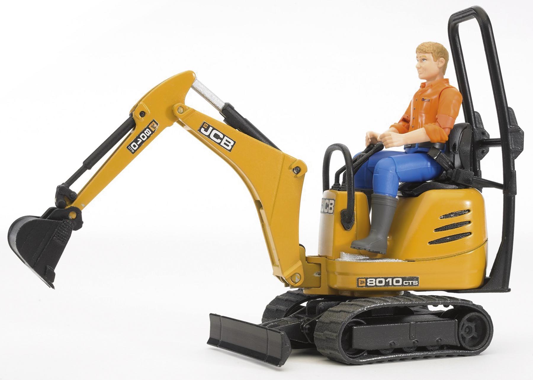 JCB Mikrobagger 8010 CTS und Bauarbeiter (Kleidungsfarben gemischt sortiert) Modell von Bruder bworld 