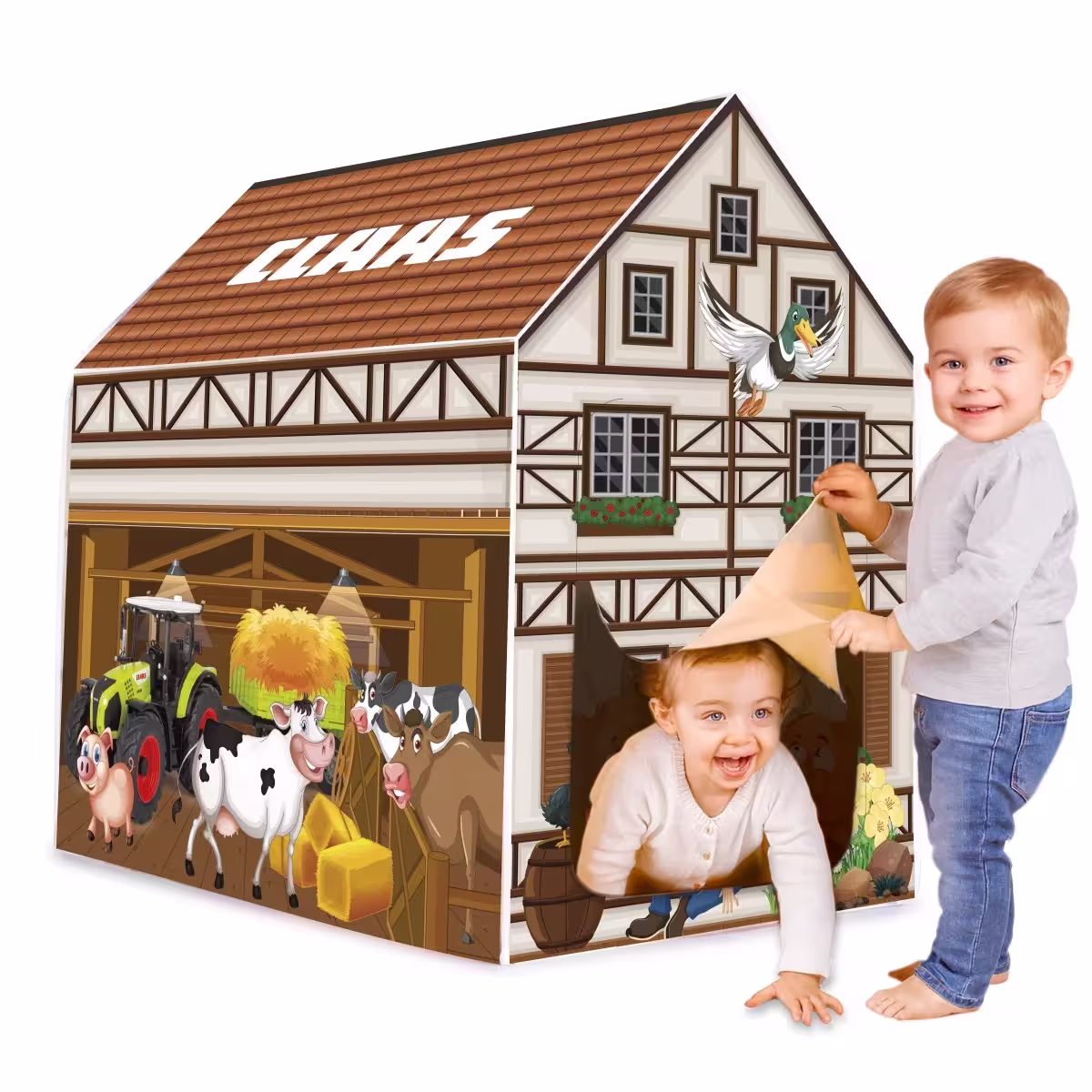 KA76106-1 Artikelname: Claas Spielhaus Bauernhof 95,0 X 95,0 x 65 cm  Originalhersteller: Claas von Jamara Hersteller-Nr: 460754