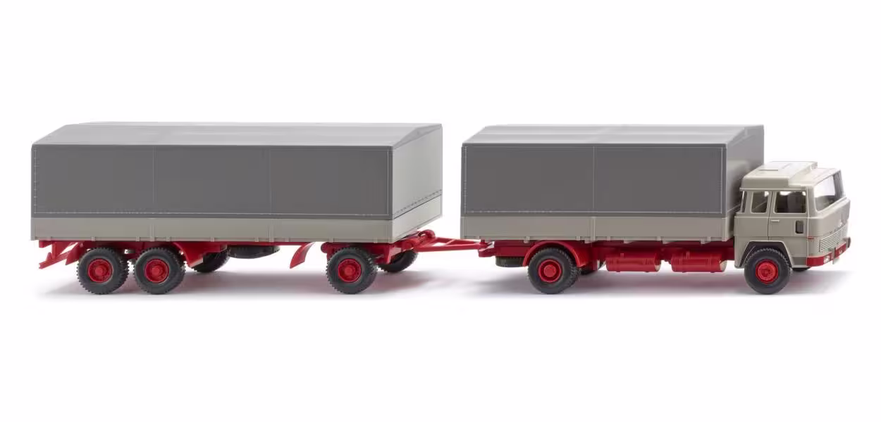Pritschenhängerzug Magirus 235 D kieselgrau Modell von WIKING 1:87 eilbote-onlineshop - Agrarfox