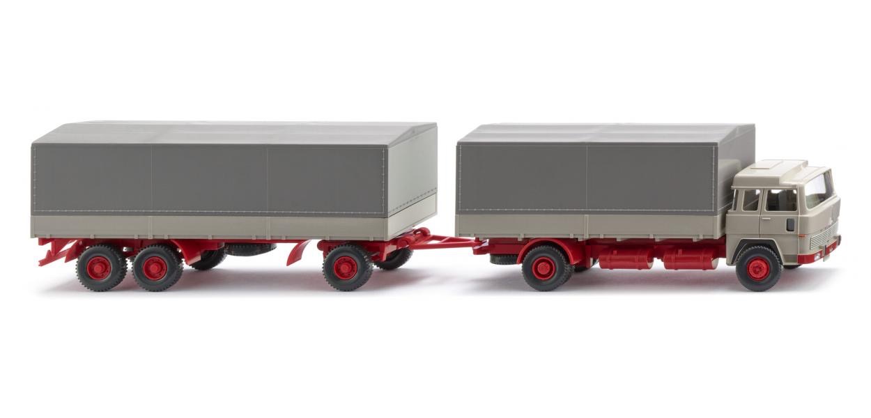 Pritschenhängerzug Magirus 235 D kieselgrau Modell von WIKING 1:87