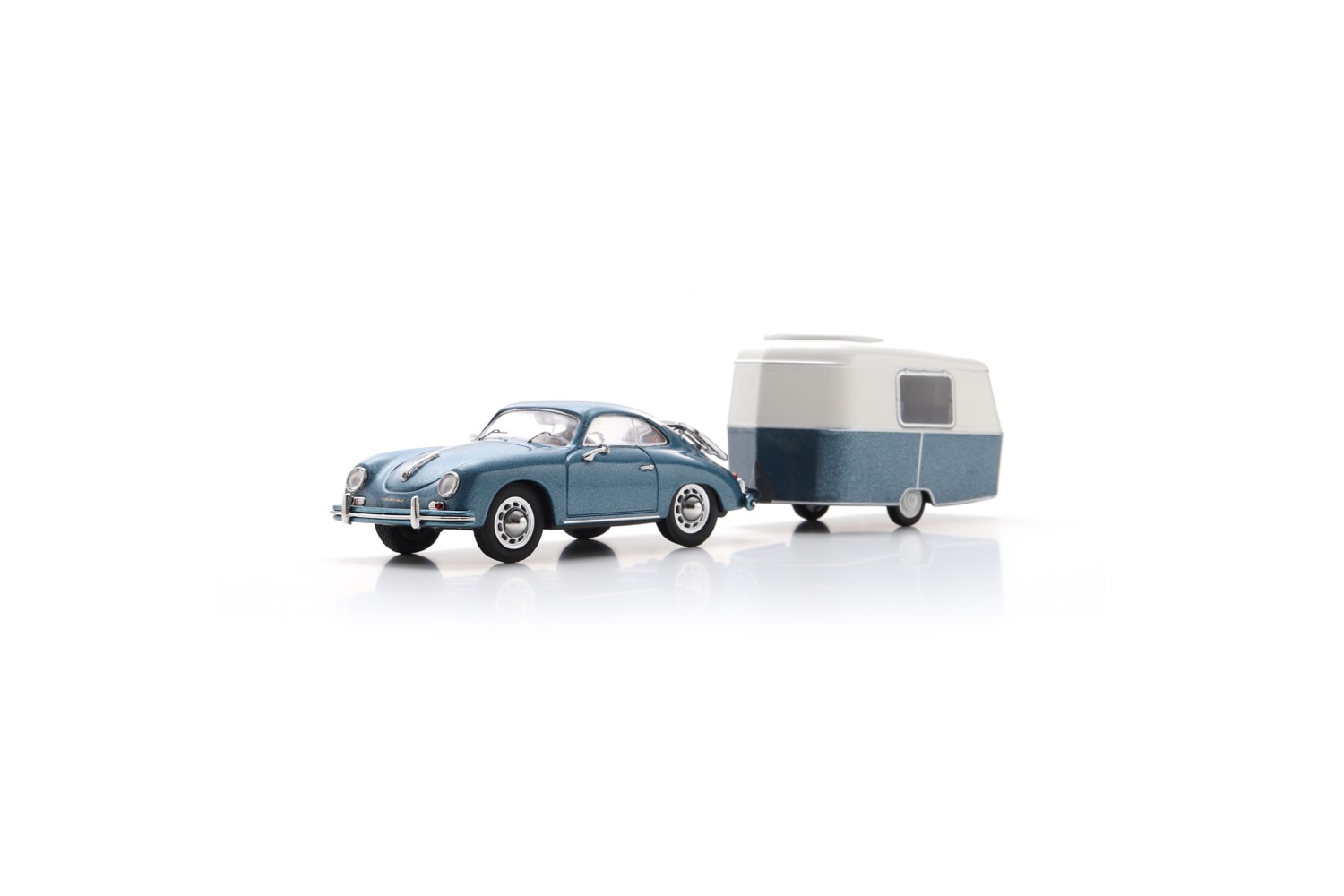 Porsche 365 Coupe mit Eriba Campingtrailer Modell von Schuco 1:18
