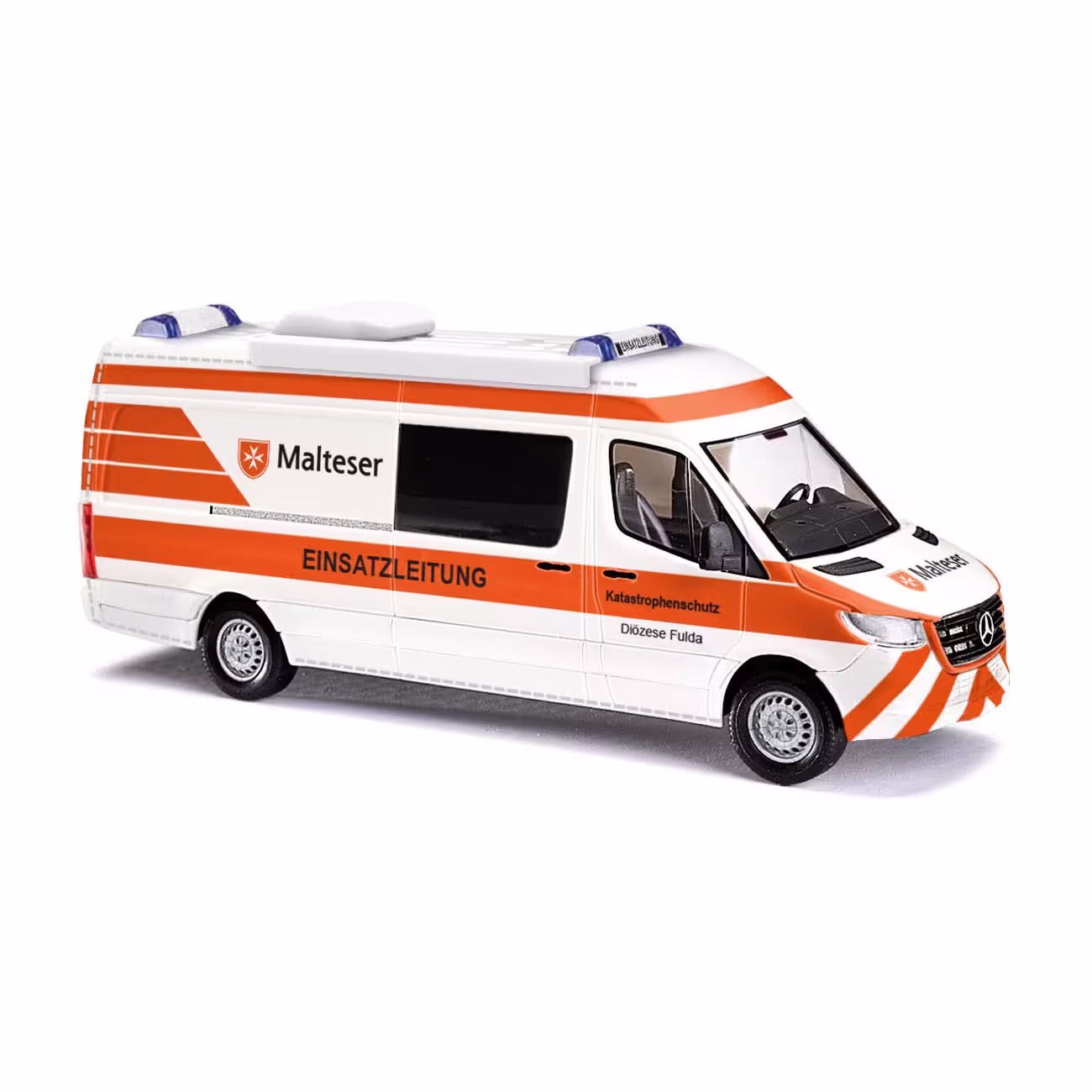 MA76368-1 Artikelname: Mercedes-Benz Sprinter Halbbus, Malteser Einsatzleitung Originalhersteller: Mercedes-Benz Modelltyp: Sprinter von Busch im Maßstab: 1:87 Hersteller-Nr: 52640
