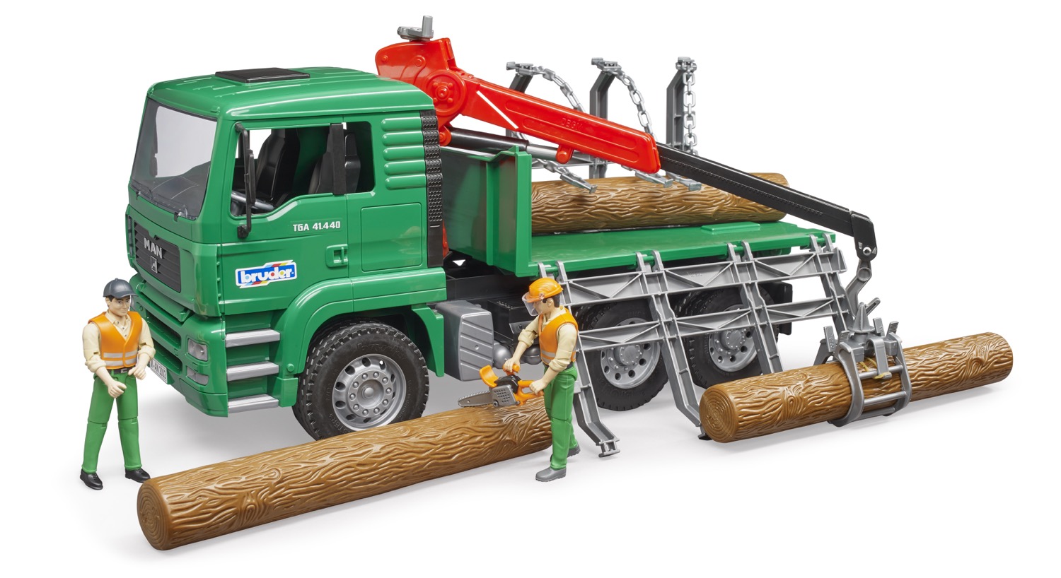 MAN Holztransport-LKW mit Ladekran und 3 Baumstämmen