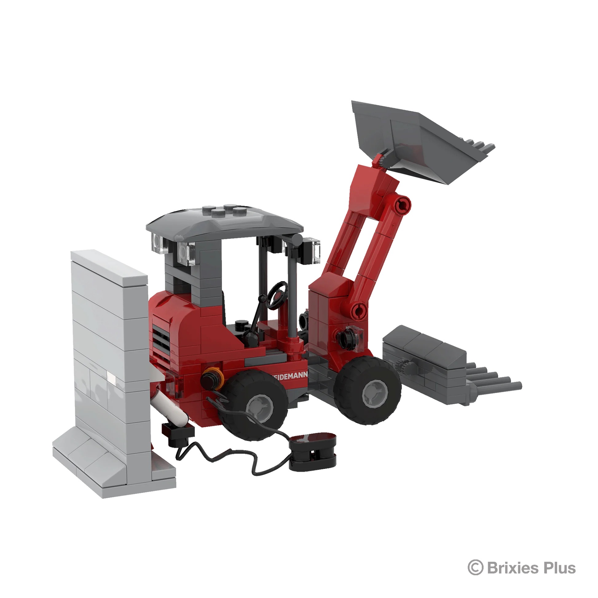 BRIXIES Plus Weidemann 1190e mit Wallbox und Schaufel Modell von Brixies Plus 1:32