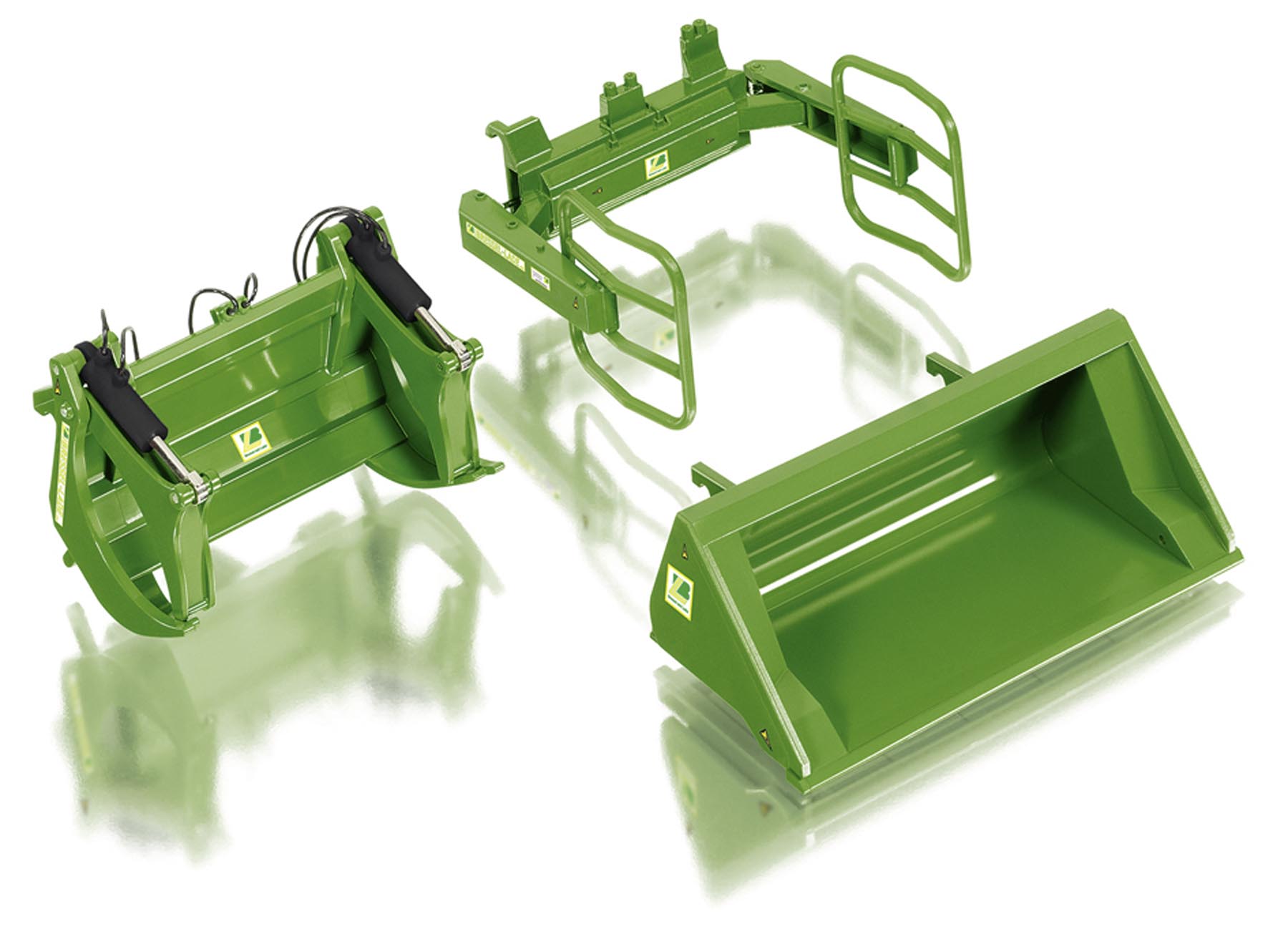 Frontladerwerkzeuge Set A - John Deere grün Modell von WIKING 1:32