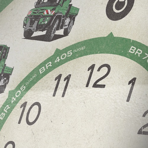 Wanduhr Daimler Truck - Unimog Model Chart