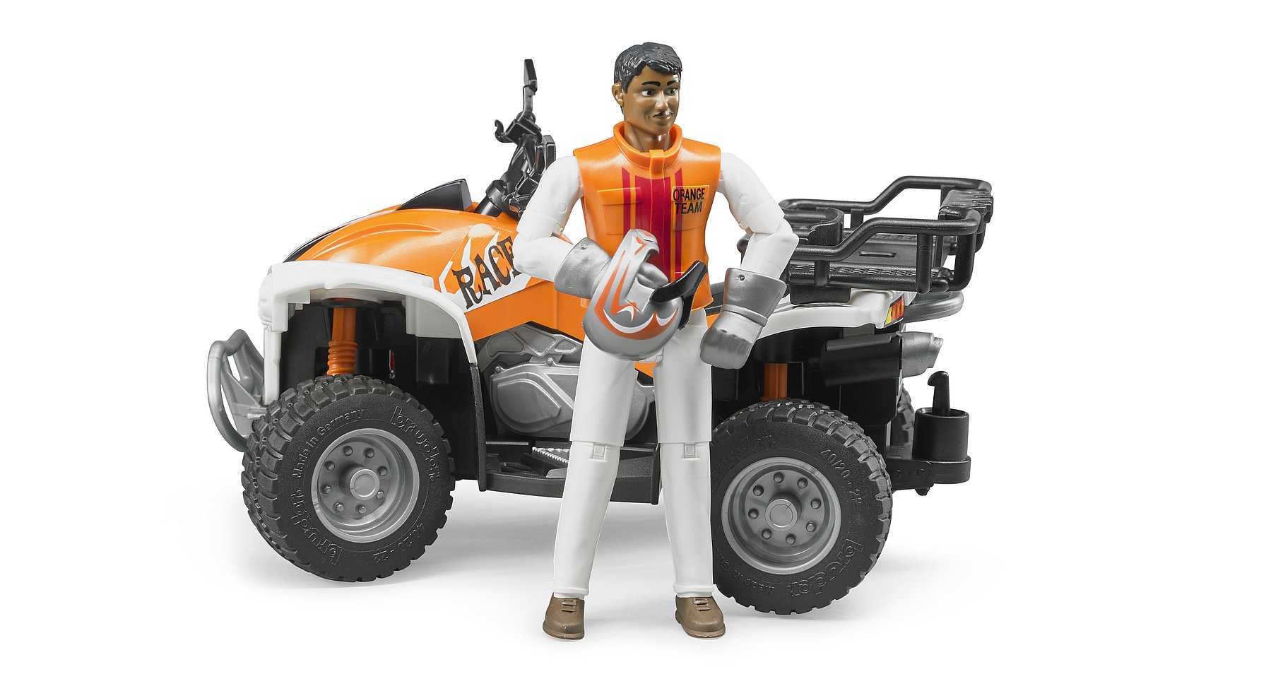 Quad mit Fahrer (Kleidungsfarben gemischt sortiert) Modell von Bruder bworld 