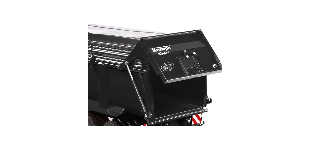 Krampe Big Body 650 Hinterkipper mit Silageaufsatz schwarz Modell von Wiking 1:32