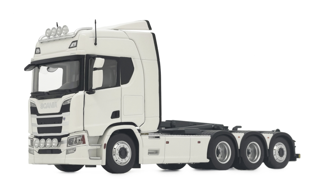 Scania R500 Serie Abrollkipper mit Hakenlift weiß Modell von MarGe Models 1:32