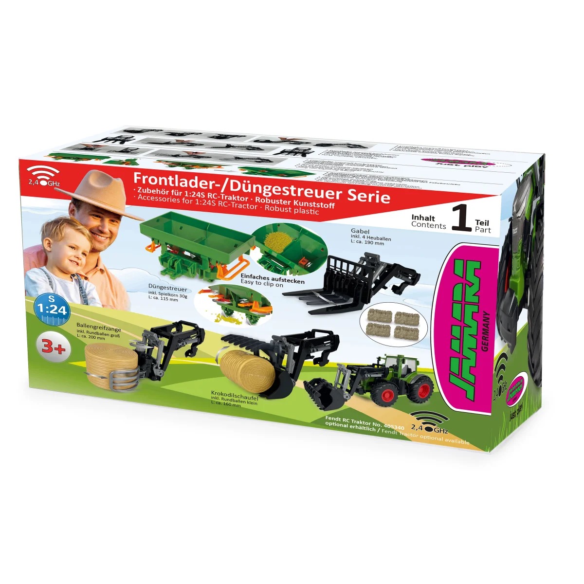 Frontlader mit Gabel inkl. 4 Heuballen für RC-Traktor 1:24S