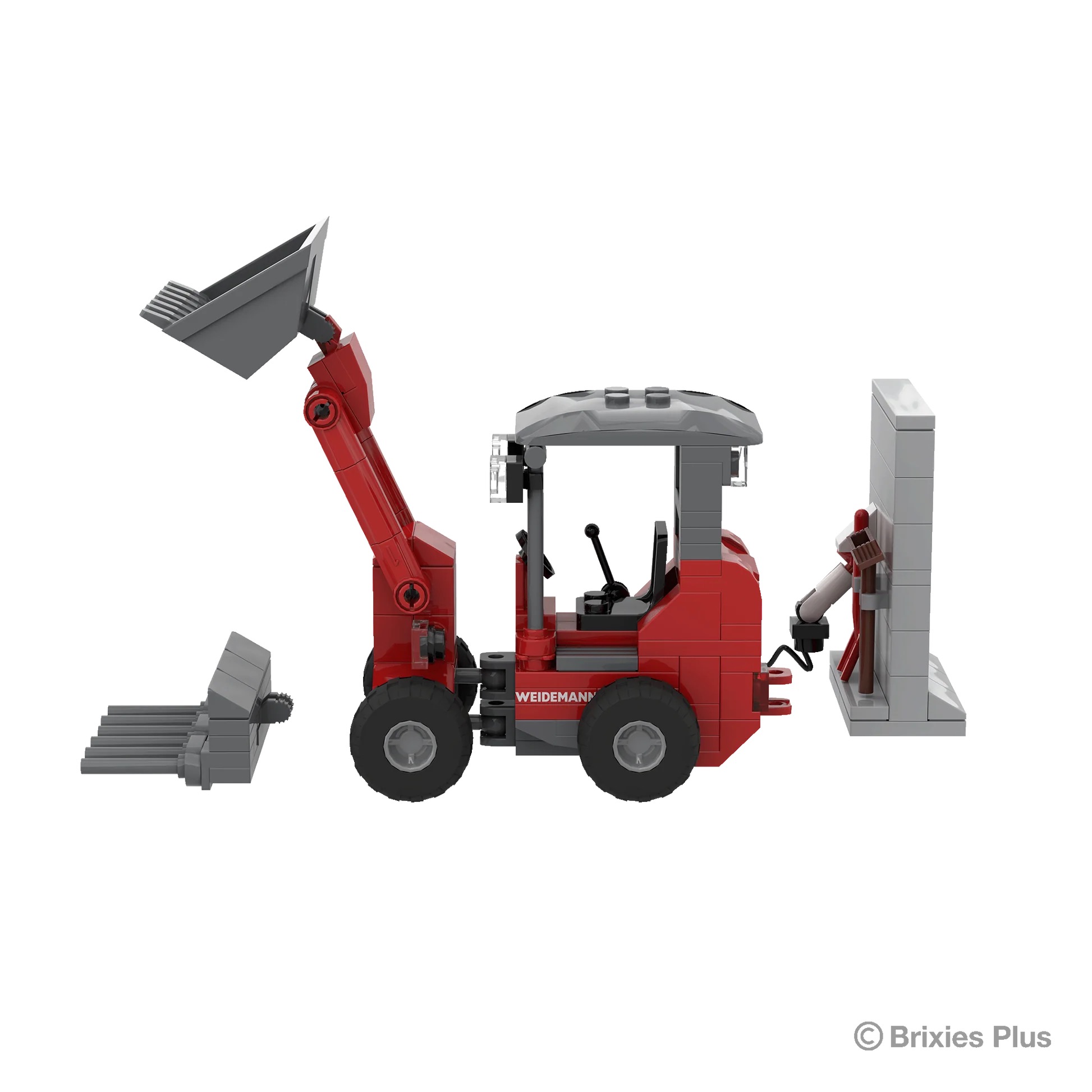 BRIXIES Plus Weidemann 1190e mit Wallbox und Schaufel Modell von Brixies Plus 1:32