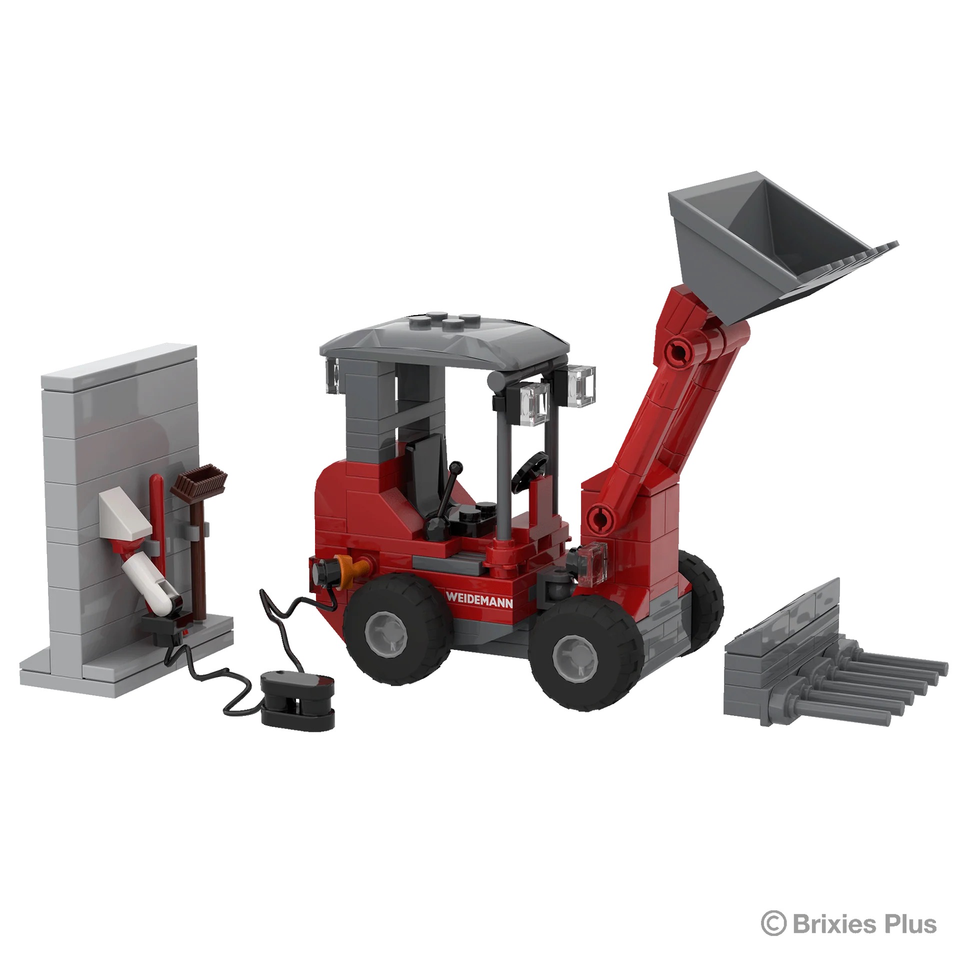 BRIXIES Plus Weidemann 1190e mit Wallbox und Schaufel Modell von Brixies Plus 1:32
