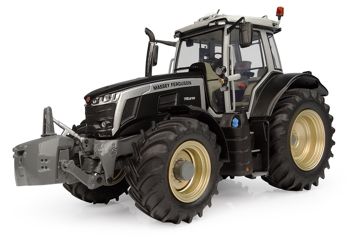 MA77003-1 Artikelname: Massey Ferguson 7S.210 matt schwarz mit goldenen  Felgen Originalhersteller: Massey Ferguson Modelltyp: 7S.210 von Universal Hobbies im Maßstab: 1:32 Hersteller-Nr: UH7207