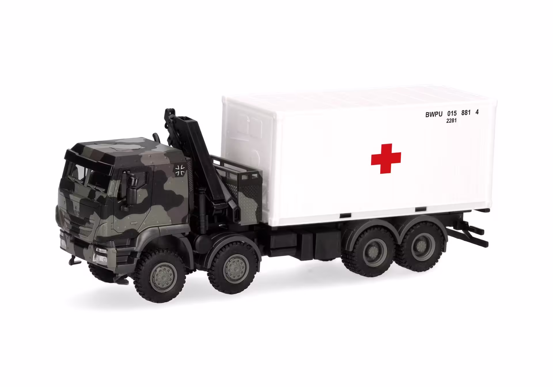 Iveco Trakker  8x8 mit Ladekran 20ft Container Bundeswehr Modell von herpa 1:87 eilbote-onlineshop - Agrarfox