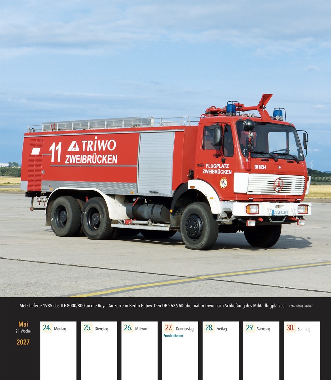 Feuerwehrfahrzeuge Wochenkalender 2027