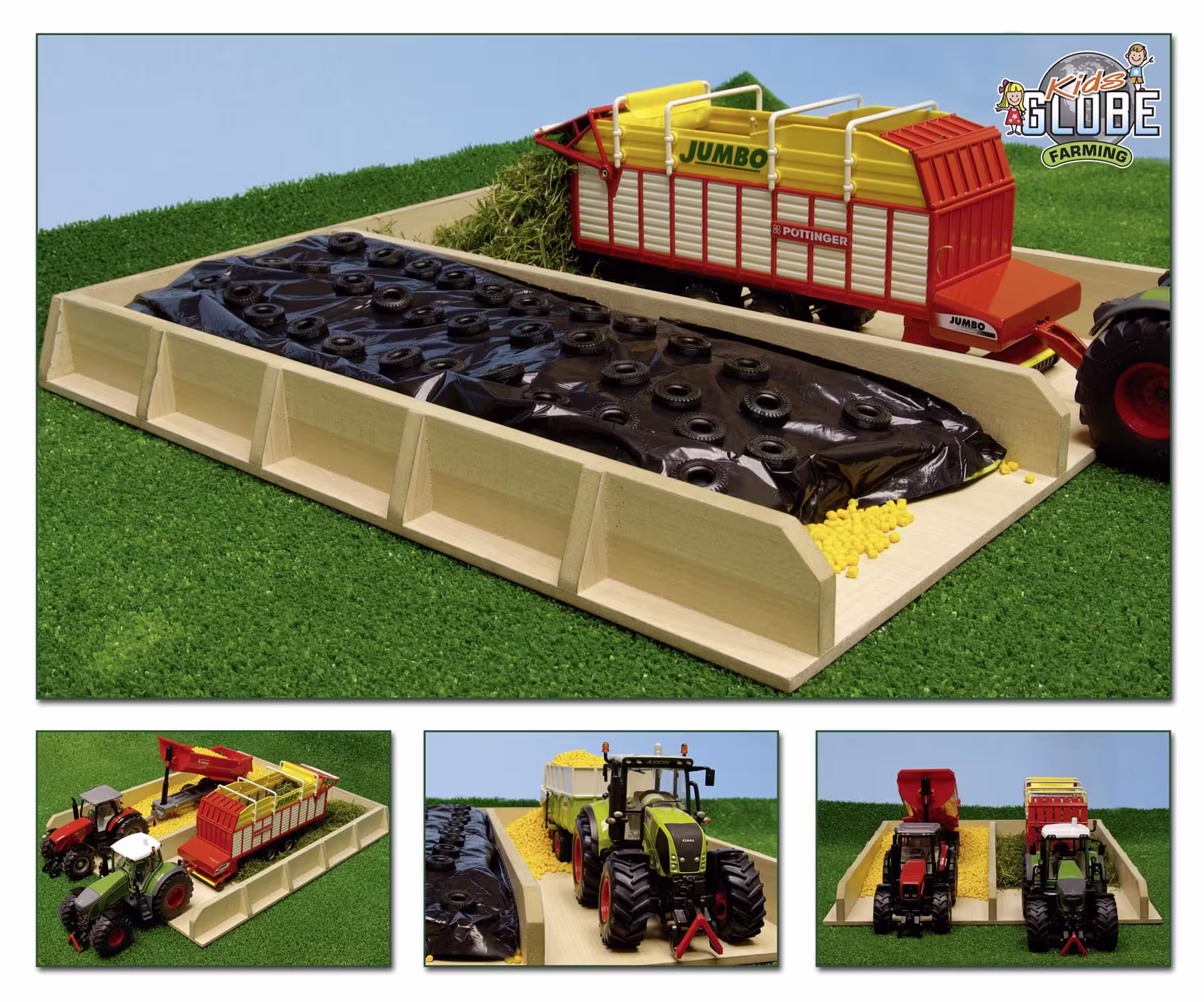 Doppel-Fahrsilo aus Holz Modell von Kids Globe 1:32 eilbote-onlineshop - Agrarfox