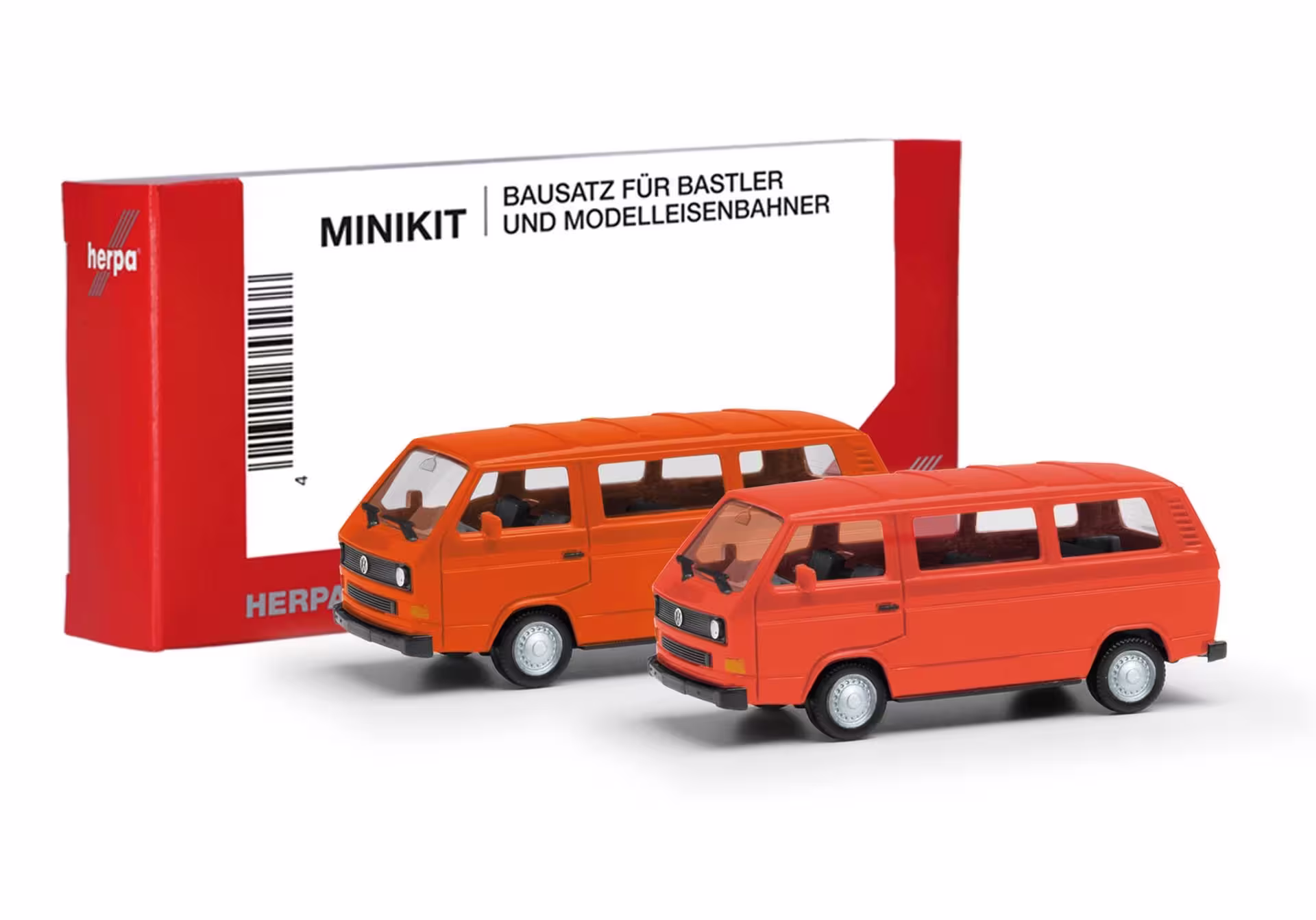 MiniKit VW T3 Bus leuchtrot und orange 2 Stück Modell von herpa 1:87 eilbote-onlineshop - Agrarfox