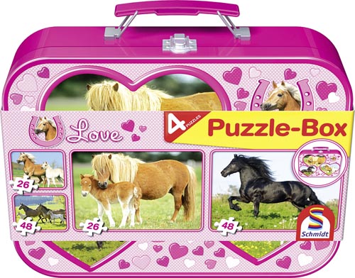 Puzzle-Box Pferde im Metallkoffer