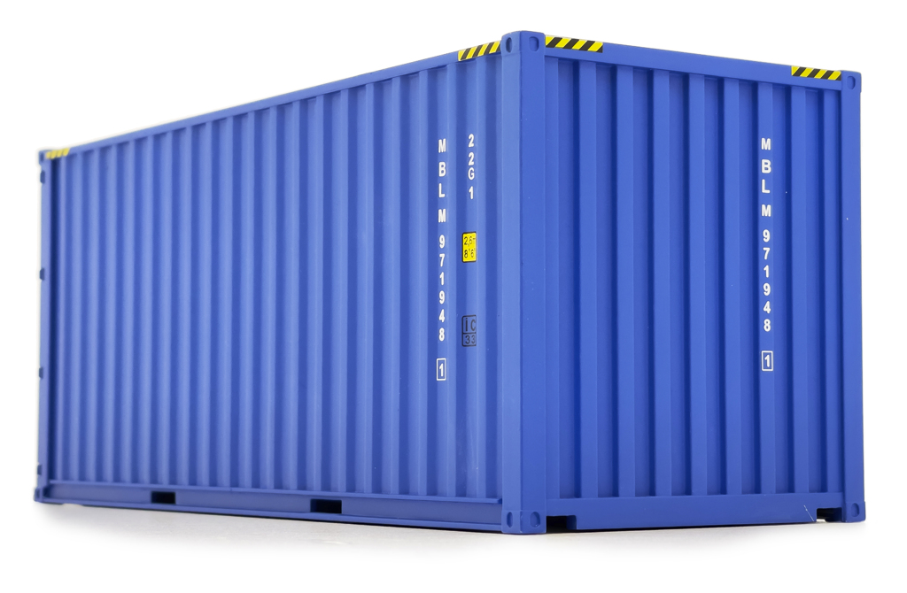 Seefracht Container 20ft blau Modell von MarGe Models 1:32