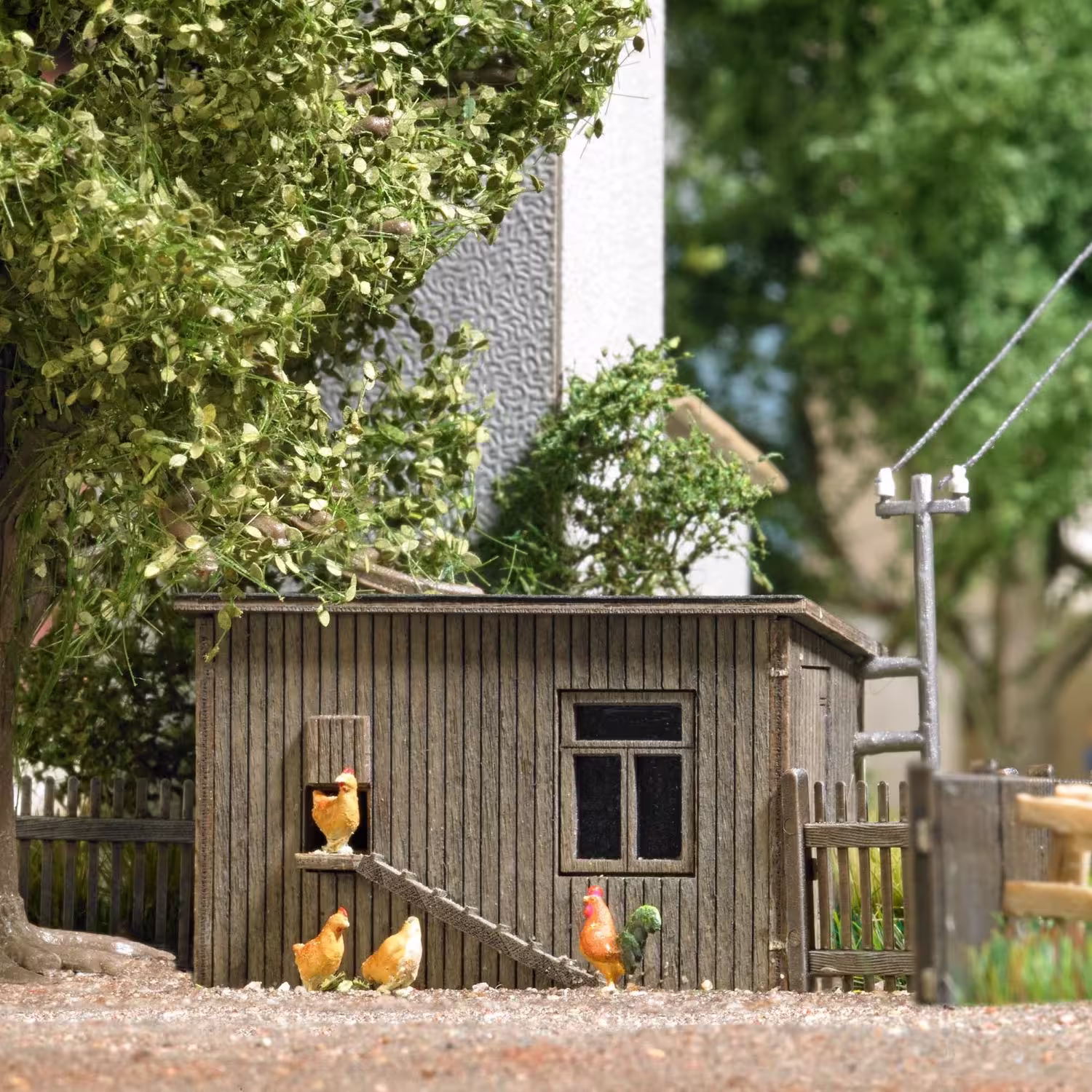 Hühnerstall mit Hühnern Modell von  1:87 eilbote-onlineshop - Agrarfox