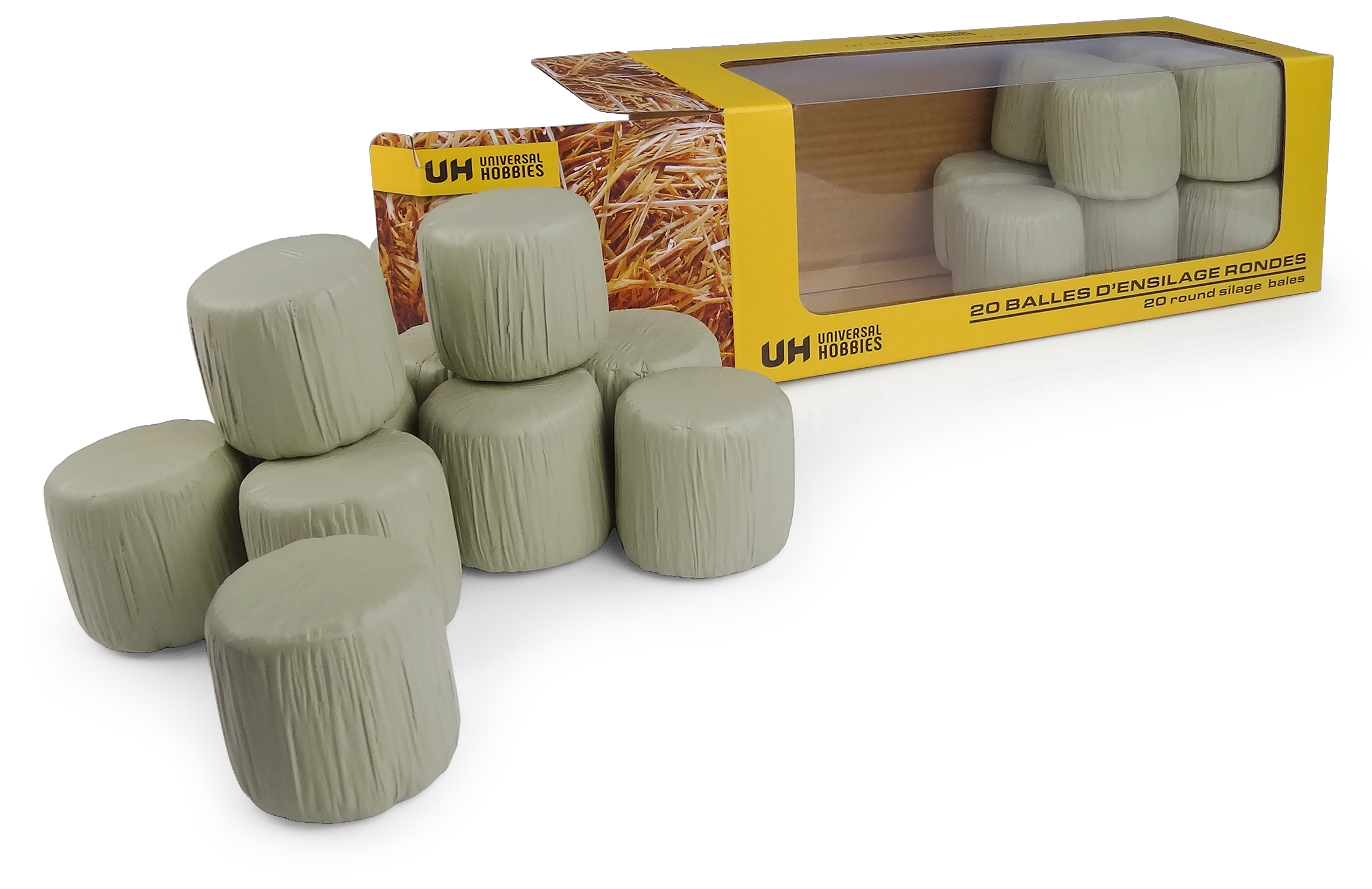 20 Silage Rundballen grün Modell von Universal Hobbies 1:32