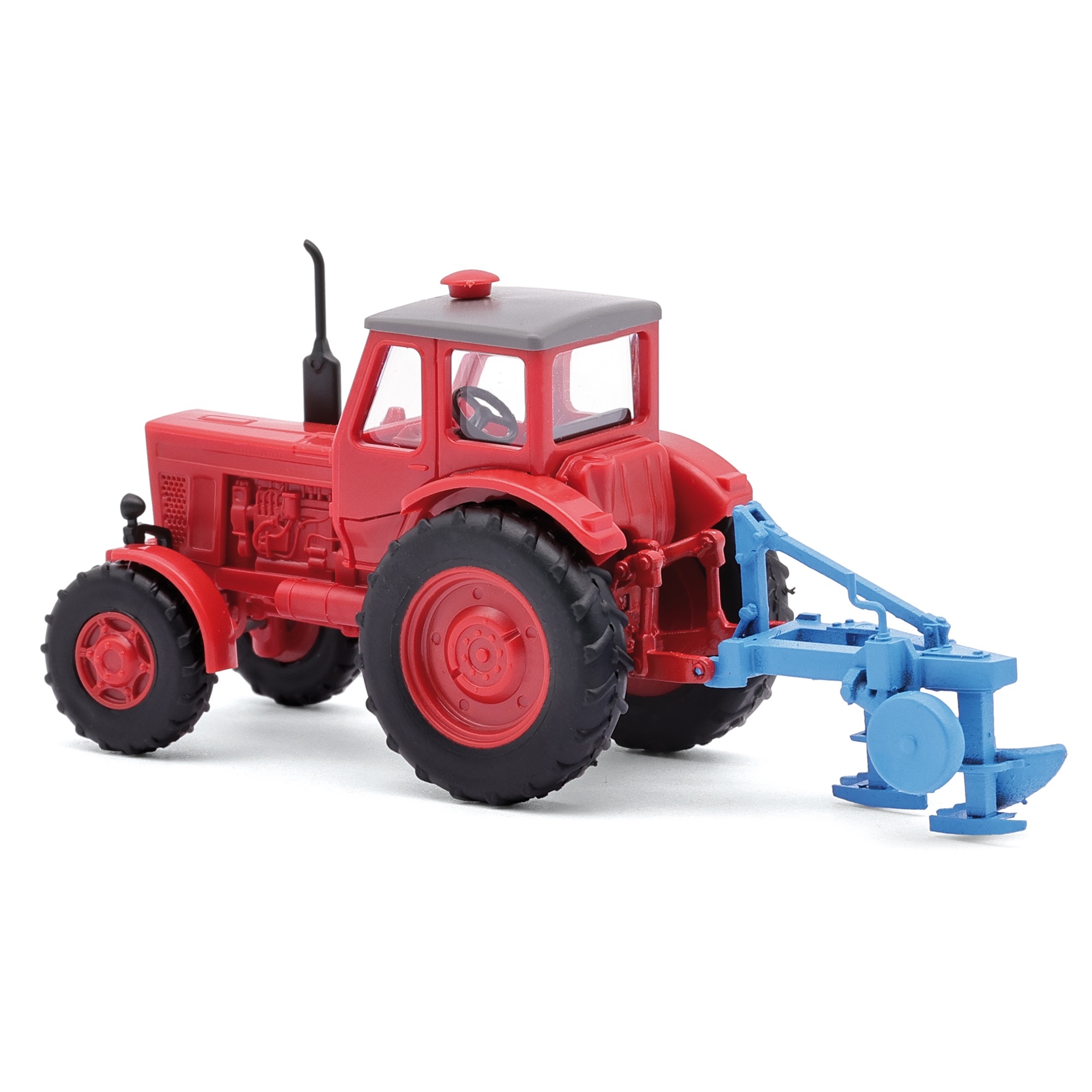 Belarus MTS-52 mit Zweischarrpflug Modell von Busch 1:87